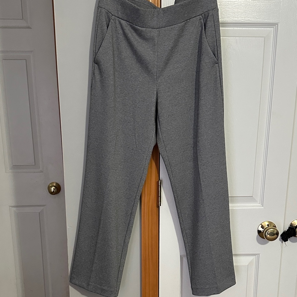 LOFT Houndstooth Straight-Leg Ponte Pants